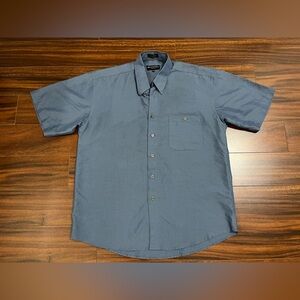 Bellissimo men’s medium short sleeve button down shirt, micro dot, slate blue